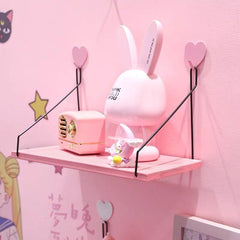Pink wall shelf decoration frame bedroom living room wooden storage rack / wall-mounted shelf bracket shelf organizer