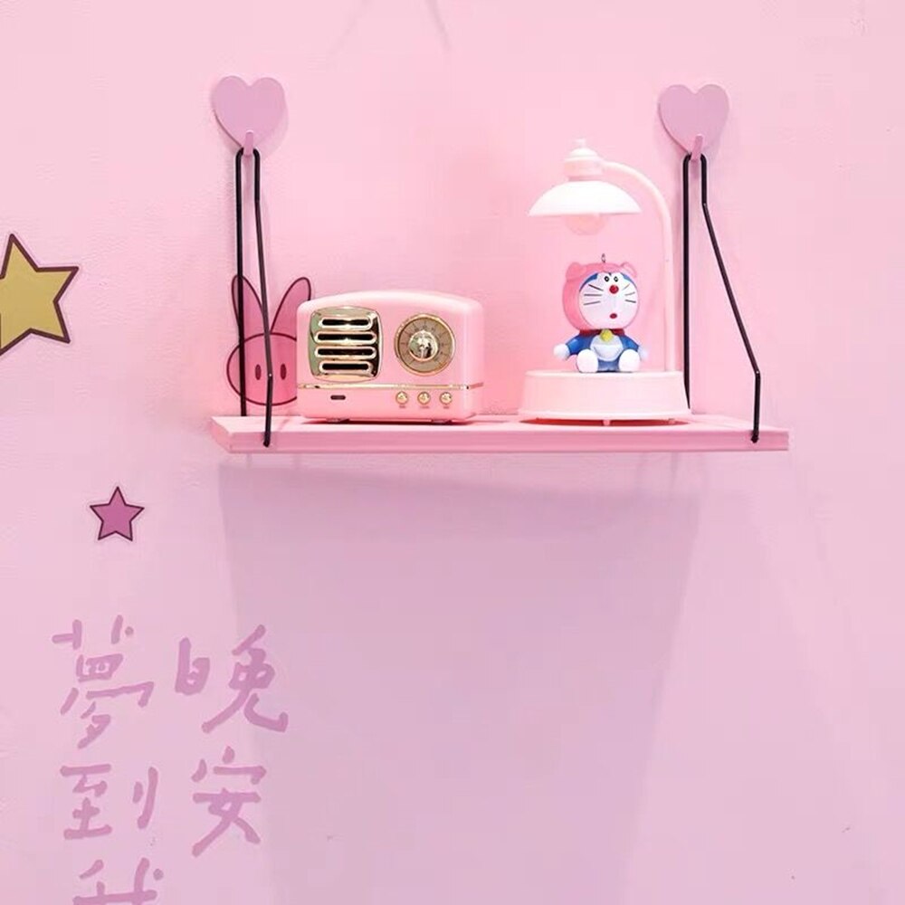 Pink wall shelf decoration frame bedroom living room wooden storage rack / wall-mounted shelf bracket shelf organizer
