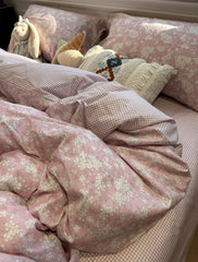 YICKYUE  -  Romantic sweet pink flower bedding set girl,twin full queen kawaii floral cotton home textile bed sheet pillow case quilt cover