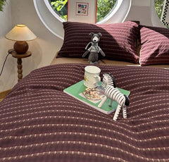YICKYUE  -  Vintage Claret Flower Bedding Set,twin Full Queen King Retro French Floral Cotton Home Textile Bed Sheet Pillow Case Quilt Cover