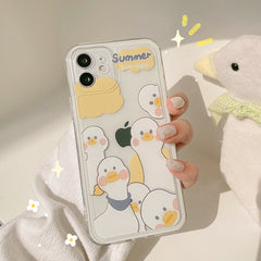 Summer sunlight lovely duck phone case for iphone 7 8 plus 12 mini 11 pro max xr xs max x cartoon cute animal silicone cover