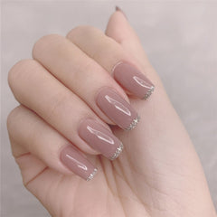 24Pcs Wearing Nail Art Finished Ultra-thin False Nail Patch Press On Nails Jelly Bean Paste Powder Phnom Penh French Fake Nail