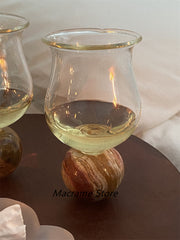 YICKYUE  -  Korean Ins Style Household Champagne Glass, Creative Cartoon, Marble, Apple Shape, Tall Wine Glass, New Year Gift