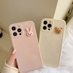 3D rabbit bear phone cover for iphone 12 mini 7 8 plus x xr xsmax 11 pro max soft silicone couple cartoon cute case shell conque
