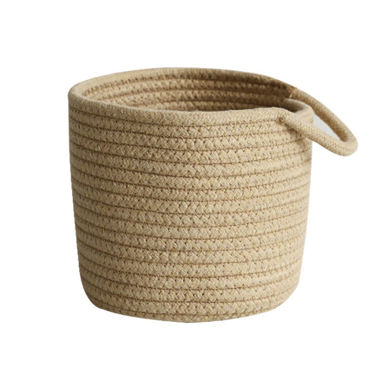 Round cotton woven storage basket cosmetic storage bucket desktop storage basket wall-mounted storage basket