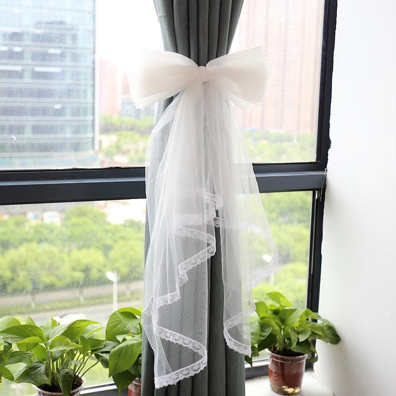 Yickyue Simple Modern Sheer Gauze Bowknot Curtain Buckle Straps Curtain Holders Tieback Clip Home Bedroom Curtain Accessories Decor