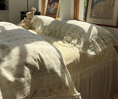 YICKYUE  -  Romantic sweet floral rabbit bedding set,twin full queen fairyfair lace cotton home textile bedspread pillow case duvet cover