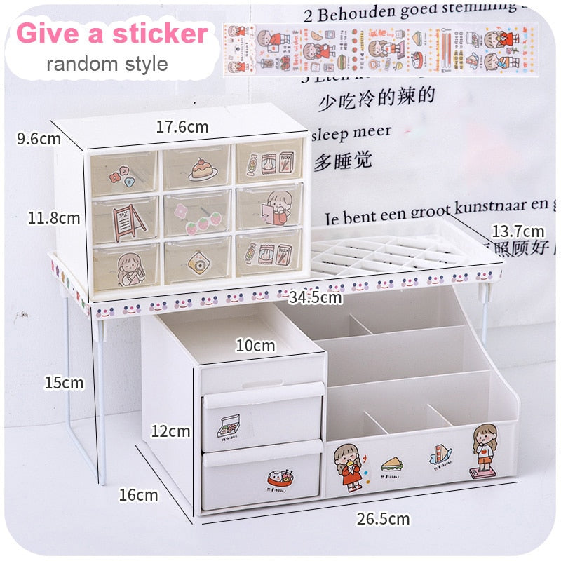 W&G 3pcs/Set Organizer Kawaii Deskpot Organizer Makeup Storage Box Container Drawer Cabinet Rack Home Decor 2022 Desk Storage