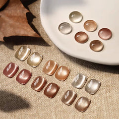 YICKYUE  -  1-8PCS 12ML Maillard Cat Eye Gel Nail Polish 2025 Autumn and Winter Best Selling Gentle Flash Glass Beads Nail Art Supplies