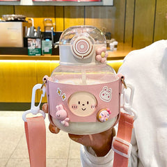 Kawaii Water Bottle With 3D Sticker Cute Milk Carton Drinking Bottle Children Water Cup Large Capacity Shaker Water Cup for Girl