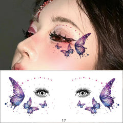YICKYUE  -  Fairy Butterfly Wings Tattoo Sticker Waterproof Lasting Eyes Face Body Art Fake Tattoos for Women Makeup Dance Music Festival
