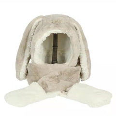 Fashion Winter Warm Rabbit Ears Hat Windproof 3-in-1 Multi-functional Cartoon Hat Windproof Scarf & Gloves Set Combo