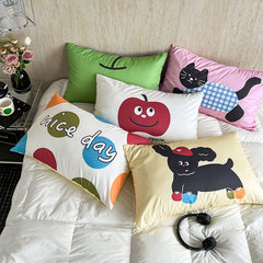 YICKYUE  -  100% Cotton 48 * 74cm Pillowcase Cartoon Digital Printed Dog Cat Cute Girl Kid Children Princess Pillowcases Home Decoration