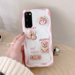 For Samsung Galaxy S21 plus s22+ soft case fashion 3D pink girl s20 cute cartoon shell s21 ultra simple cover kawaii sister gift