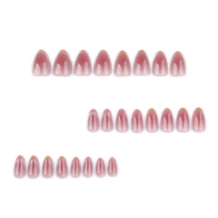 YICKYUE  -  24pcs Fake Nails Burst Glitter Blush French Cat Eye  Almond Nail Press on Nail Pieces Suitable As A Gift for Friends and Family