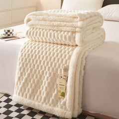 Yickyue INS Wind Lamb Fleece Blanket Napping Blanket Thickened Coral Milk Velvet Double Sided Office Cover Bed Sofa Blanket Winter Warm