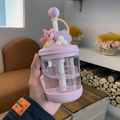 Kawaii Bear Candy Water Bottle Drinking Bottle Water Bottle For Coffee Juice Milk Tea Portable Bottle Straw Cup With Lid Straw