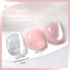 YICKYUE  -   Cat Magnetic Gel Nail Polish Set Water Light Jelly Nude Effect Soak Off UV LED Semi-Permanant Varnish Nail Art Kit