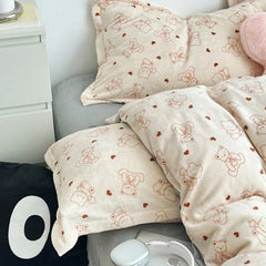 Yickyue Velvet Warm Bedding Set for Winter Big Eyes Flannel Fleece Duvet Cover Set with Sheets Single Double Quilt Cover Sets