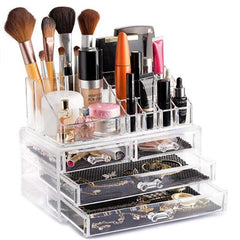 Transparent Cosmetic Storage Box Makeup Organizer  Rangement Double Makeup Brush  Lipstick Storage Jewelry Drawer Organizador