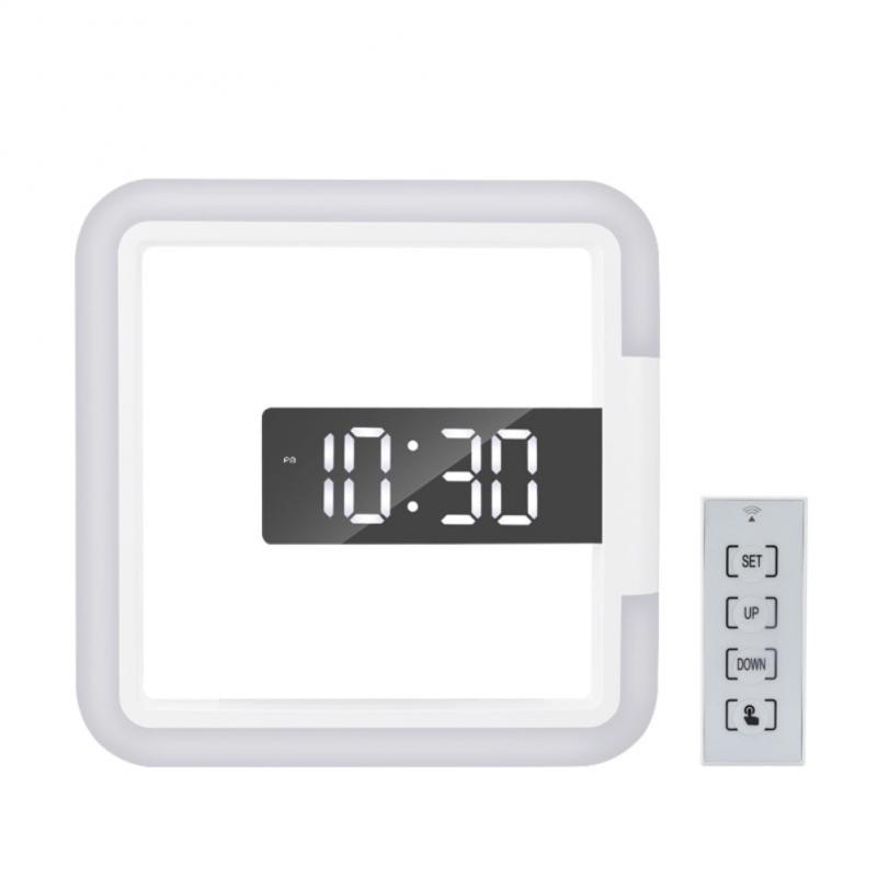 LED Wall Clock Remote Control Digital Wall Clock Creative LED Mirror Wall Clock With Alarm/Temperature Ring Multicolor Light