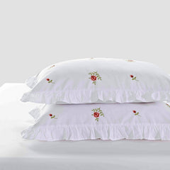 Cilected 100% Cotton White Embroidered Pillowcase Ins Princess Style Lotus Leaf Lace Pillow Core Cover Cushion Cover Decoration