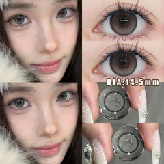 YICKYUE  -  2PCS Korea Colored Contact Lenses Myopia  Degree -0.00 to -8.00 Blue Eyes Beauty Pupil  Makeup Gray Lens Fast Shipping