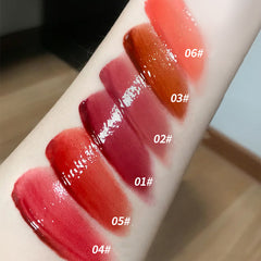 YICKYUE  -  1pc Sexy Red Jelly Mirror Lipstick Long Lasting Non-stick Cup Moisturize Water Light Lip Gloss Korean Lips Makeup Cosmetics New