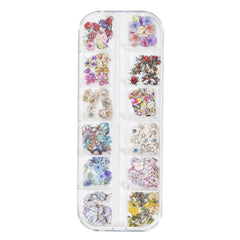 1Box 3D Mix Maple Leaf Christmas Wood Pulp Nail Flakes Emulation Butterfly Colorful Flowers Nail Art Sequins Manicure Decoration