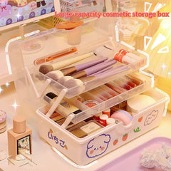 Multilayer Cosmetic Storage Box Plastic Clear Cute Makeup Organizer Desk Large-capacity Makeup Accessories Organizer Box Storage