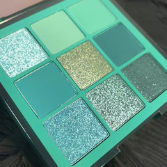 YICKYUE  -  9 Colors Makeup Green Eyeshadow Pallete Blue Eyeshadow Palette Shimmer Glitter Matte Shades Neon Shiny Eye Shadow Eye Pigments