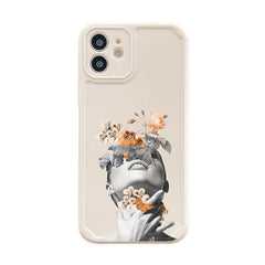 Geometric Abstract Flower Phone Case For iPhone 11 12 13 Pro Max X 7 8 Plus XR XS Max Soft Silicone Back Cover Coque