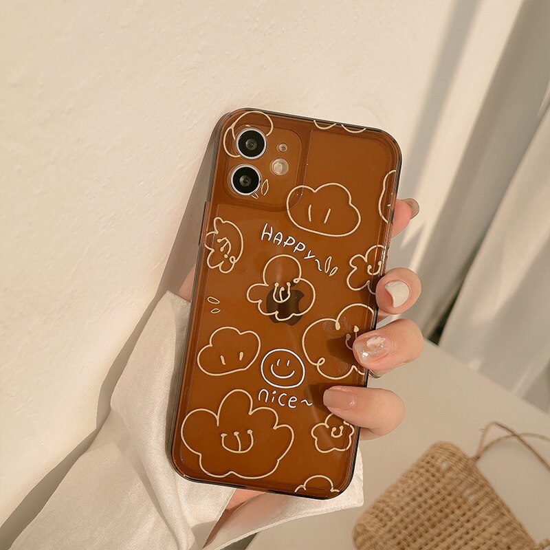 Happy flower phone case for iphone 7 8 plus x xr xs max 11 12 mini pro max se 2020 couples soft silicone protective cover capa