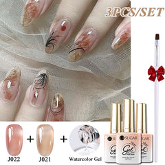 YICKYUE  -  15ml Clear Watercolor Gel Polish Set Semi Permanent Nail Art Gel Varnish UV LED Soak Off Spreading Effect Autumn Winter