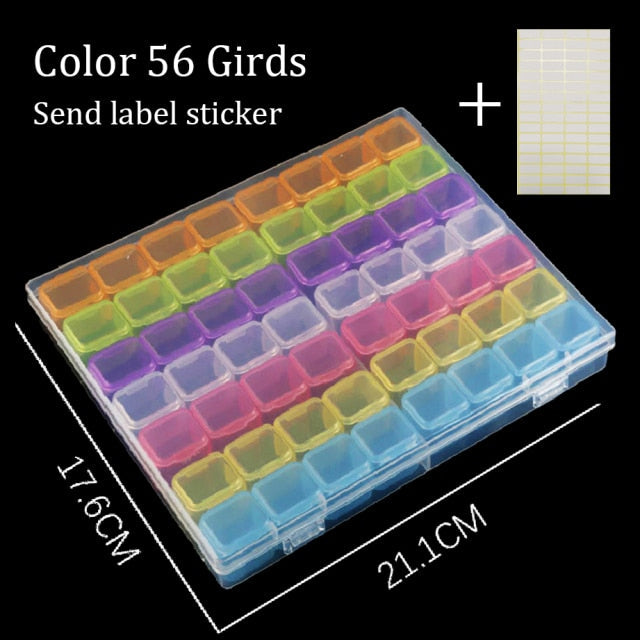 28/56/224 Slot Transparent Plastic Storage Box Diamond Painting Accessories Tool Nail Art Rhinestone Bead Storage Box