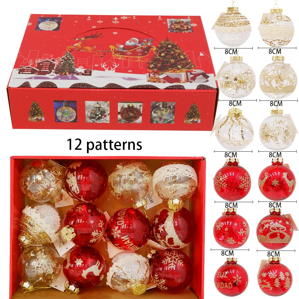 Yickyue 12Pcs/Set 100mm Christmas Tree Decor Balls Party Hanging Ornament Perfect for Home Holiday Wedding Xmas Decorations Gold Red