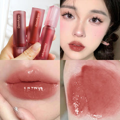Yickyue Apricot Tea Brown Jelly Lip Gloss Watery Mirror Liquid Lip Glaze Long Lasting Moisturizing Shiny Lip Tint Makeup Women Cosmetics