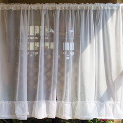Yickyue Princess Style Half Short Curtains for Kitchen Bathroom Cafe Solid Lace Sheer Curtains for Living Room Bedroom Home Window Panel