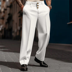 Hearujoy Fashion Men Casual Suit Pants Multiple buttons Mid Waist Loose Straight Trousers Spring Summer Business Soild Pant Oversized