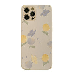 Leather phone case for iphone 7 8 plus xr xs max x 11 12 mini pro max flower cute cover conque funda