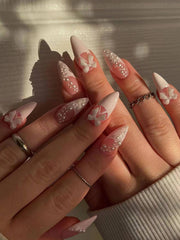 YICKYUE  -  24pcs almond nails, press nails, artificial nails, Y2K nails, acrylic nails, for women and girls daily wear, reusable, removable