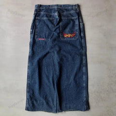 Hearujoy  90s Streetwear Skinny Jeans Men Y2k Graphic Human Skeleton Gray Embroidery Baggy Jeans Mens Womens Harajuku High Waisted Wide Trouser