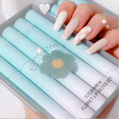 Wholesale Flower Lip Glaze Set Matte Non-Fading Lipstick Female Students Waterproof Lip Gloss Cosmetics
