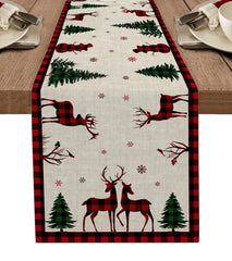 Yickyue Christmas Tree Elk Snowflake Plaid Table Flag Family Party Wedding Decoration Table Flag Christmas Decoration Home Table Flag
