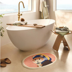 Bath Carpets Oval Cartoon Rug Kitchen Bathroom Water Absorption Carpet Cartoon Soft Rug Anit-Slip Floor Mats Nordic Home Decor
