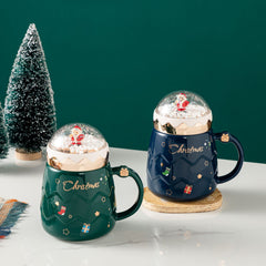 2022 New Creative Cartoon Santa Claus Ceramic Mug Christmas with Lid Large-capacity Gift Water Cup Milk Cup 500ml