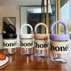 Yickyue Ins Transparent Water Bottle for Girls Good-looking Plastic Water Cup with Lid Portable Juice Coffee Mug for Adult Children