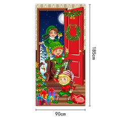 YICKYUE  -  Nightmare Before Christmas Outdoor Decorations Props, Christmas Elves Door Cover Santa Xmas Backdrop Banner for Party House Door