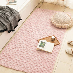 YICKYUE  -  Solid Color Flannel Carpet Retro Plaid Bedroom Floormat Nordic Bedside Rugs Coffee Table Mat Living Room Full Non-Slip Carpet