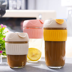 YICKYUE  -  320ml Water Bottle Heat-resistant Glass Water Cup Transparent Coffee Cup Carry Juice Cup Portable Cup for Outdoor Travel Bottles